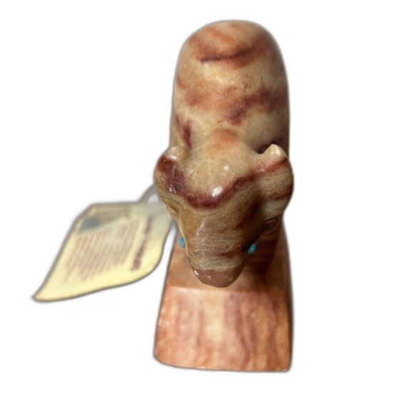 Navajo Bison Buffalo Carved Alabaster Stone Sculpture Artist Signed Todacheeny - Picture 5 of 7